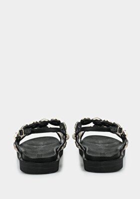 Provoq Siyah Kadın Düz Sandalet