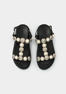 Provoq Siyah Kadın Düz Sandalet