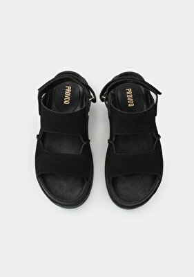 Provoq Siyah Kadın Düz Sandalet