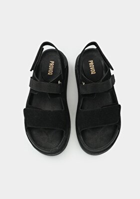 Provoq Siyah Kadın Düz Sandalet