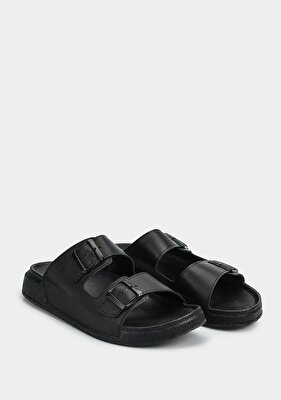 Eclipse Siyah Deri Erkek Konfor Terlik