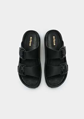 Eclipse Siyah Deri Erkek Konfor Terlik