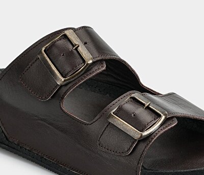 Eclipse Kahve Deri Erkek Konfor Terlik